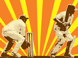 Image showing cricket player batsman batting retro