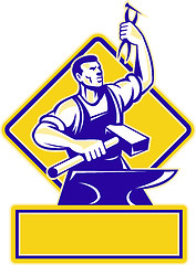 Image showing Blacksmith Holding Hammer with Anvil