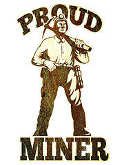 Image showing coal miner pick axe retro