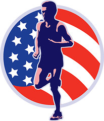 Image showing American marathon runner running retro