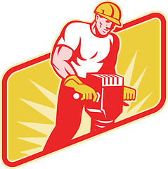 Image showing Construction Worker Drilling with Jack Hammer