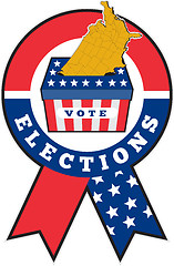 Image showing American election ballot box map of USA ribbon