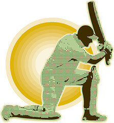 Image showing cricket player batsman batting retro