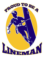 Image showing power lineman electrician repairman retro