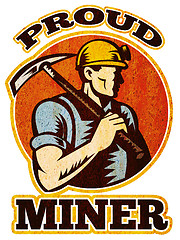 Image showing coal miner pick axe retro
