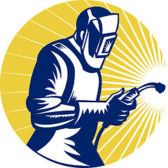 Image showing welder welding at work retro style