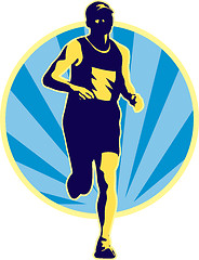 Image showing marathon runner running retro