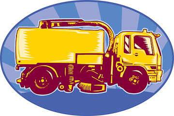 Image showing street cleaner sweeper truck side view retro