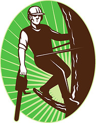 Image showing arborist tree surgeon chainsaw retro