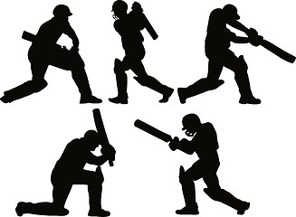 Image showing cricket player batsman batting silhouette