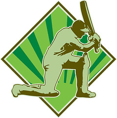 Image showing cricket player batsman batting retro