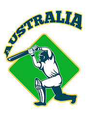 Image showing cricket player batsman batting retro Australia