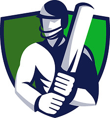 Image showing cricket player batsman with bat shield