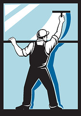 Image showing window washer worker cleaning washing 