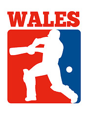 Image showing cricket player batsman batting retro Wales