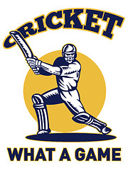 Image showing cricket player batsman batting retro 