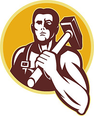 Image showing blacksmith with hammer retro style