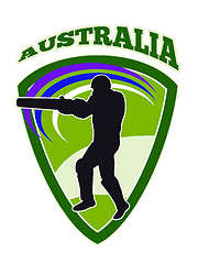 Image showing cricket player batsman batting retro Australia