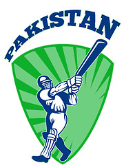 Image showing cricket player batsman batting retro Pakistan