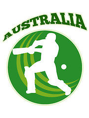 Image showing cricket player batsman batting retro Australia