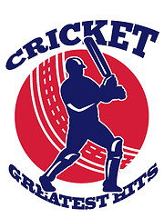 Image showing cricket player batsman batting retro 