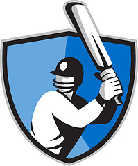 Image showing cricket player batsman with bat shield