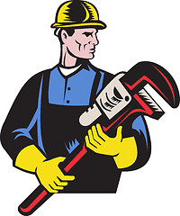 Image showing plumber repairman holding monkey wrench