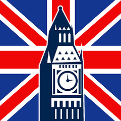 Image showing London Big Ben British Union Jack flag