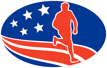 Image showing American Marathon runner stars stripes