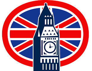 Image showing London Big Ben British Union Jack flag