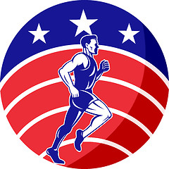 Image showing American Marathon runner stars stripes flag