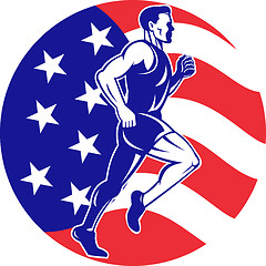 Image showing American Marathon runner stars stripes flag