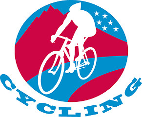 Image showing Cyclist riding racing bike
