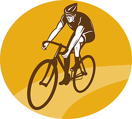 Image showing Cyclist riding racing bike