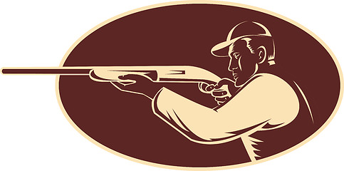 Image showing hunter shooting aiming shotgun rifle