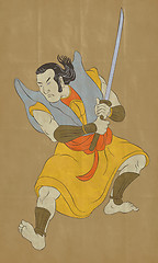 Image showing Samurai warrior with katana sword fighting stance