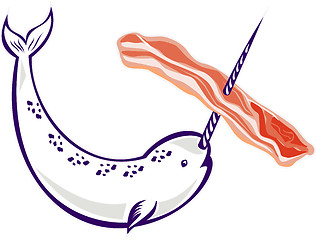 Image showing narwhal whale stringing bacon