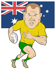 Image showing  Rugby player running with ball Australia flag  