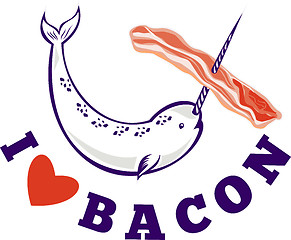 Image showing narwhal whale i love bacon