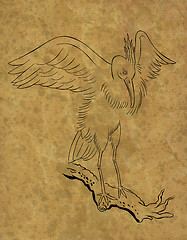 Image showing heron crane on tree branch