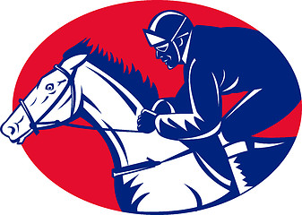 Image showing horse and jockey racing side view