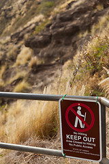Image showing Sign in Diamond Head Crater