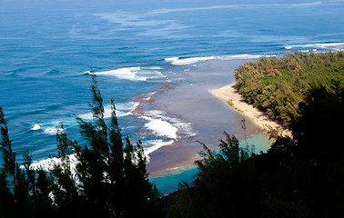 Image showing Ke'e beach on Kauai from trail