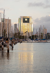 Image showing Downtown Honolulu at dawn Ala Wai harbor