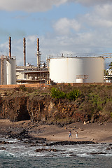 Image showing Two women beachcomb on Glass Beach