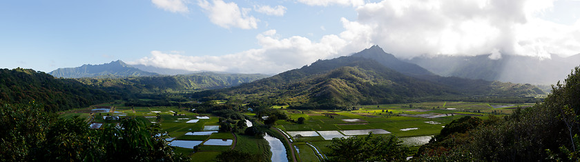 Image showing Panorama of Hanalei Valley in Kauai