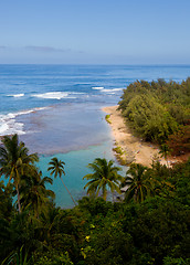 Image showing Ke'e beach on Kauai from trail