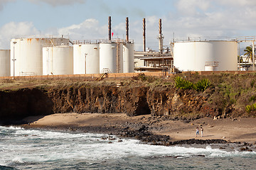 Image showing Two women beachcomb on Glass Beach