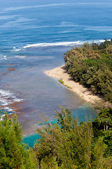 Image showing Ke'e beach on Kauai from trail