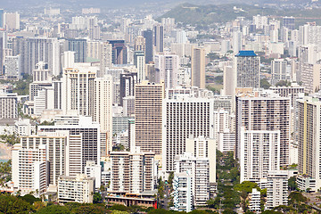 Image showing Downtown Waikiki seen from Diamond Head